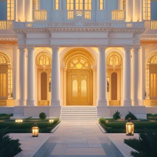 Grand Baroque Villa Mansion at Sunset