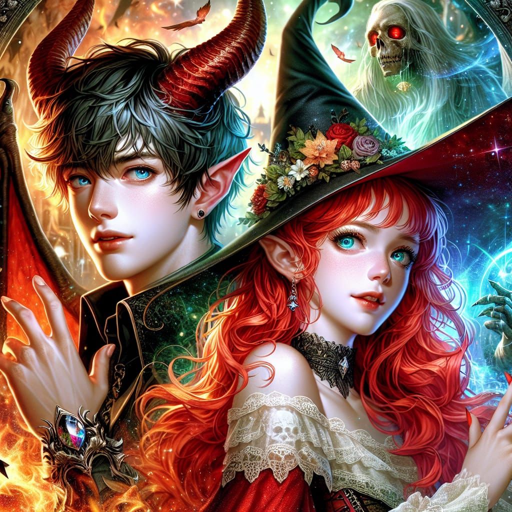 Enchanting Fantasy: Demon and Witch Couple