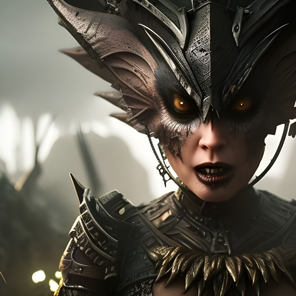 Ghastly Female Goblin Statue in Detailed Digital Art