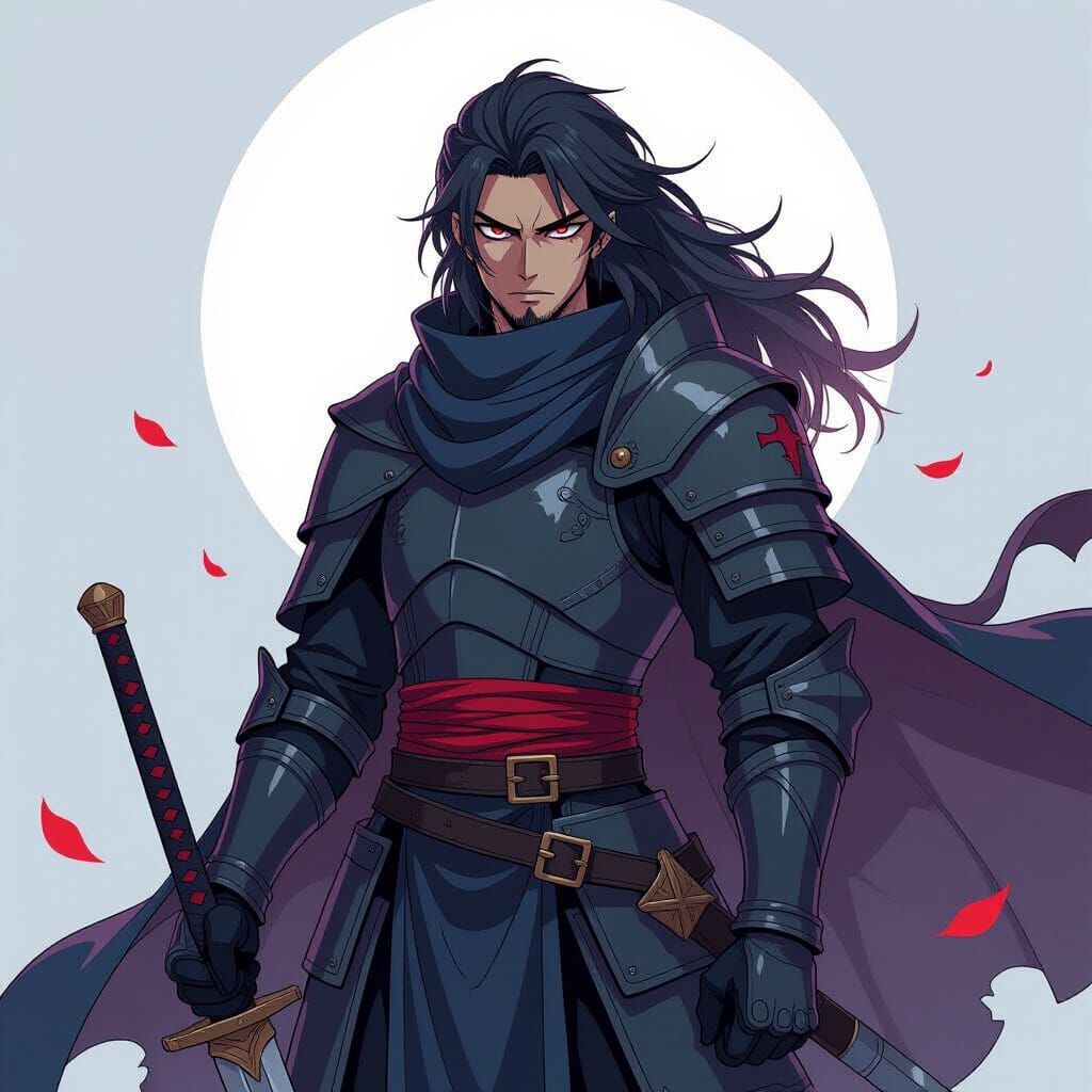 Anime Death Warrior in Cel-Shaded Style