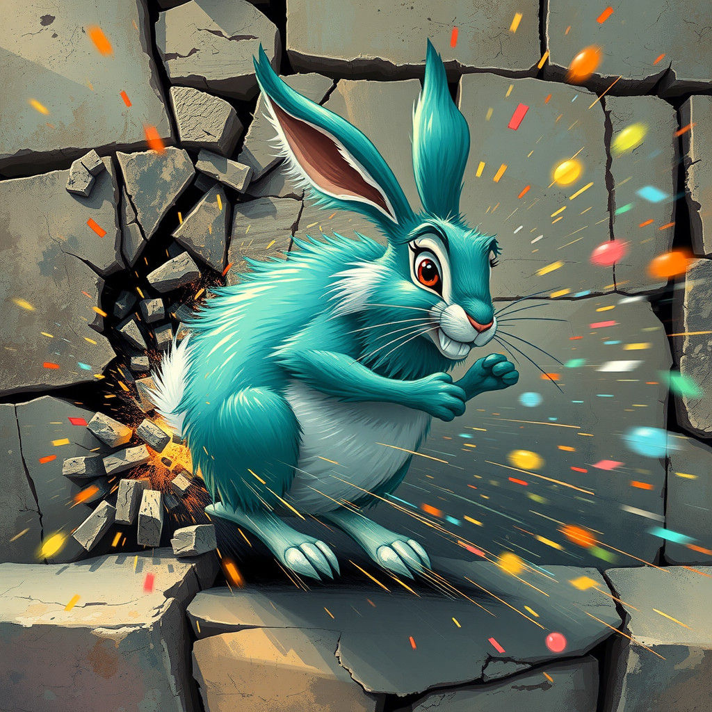 Hare's Explosive Crash: A 3D Cartoon Collision