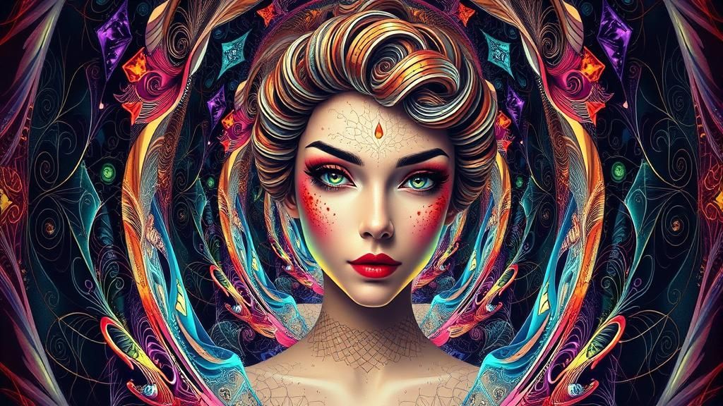 Surreal Portrait in Fantasy Style with Abstract Textures