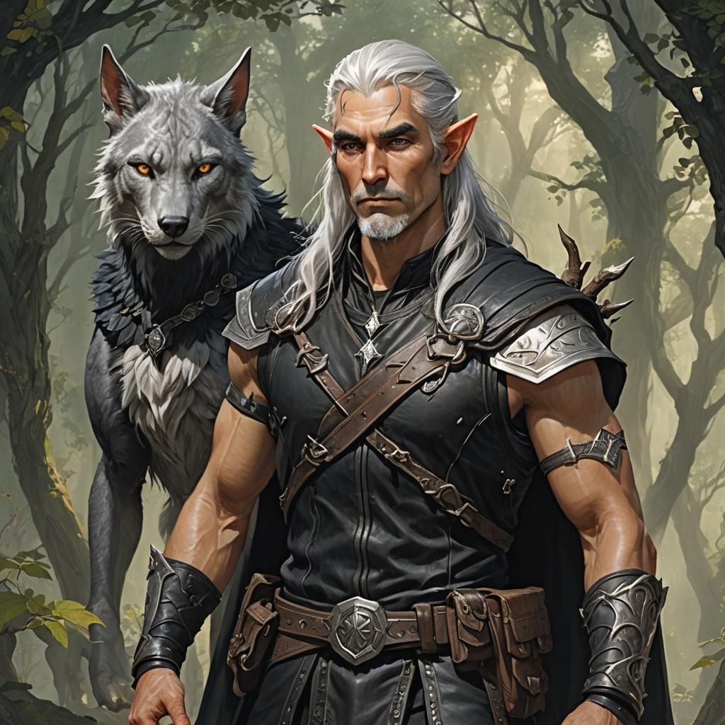 Elven Druid with Phynxkin Companion