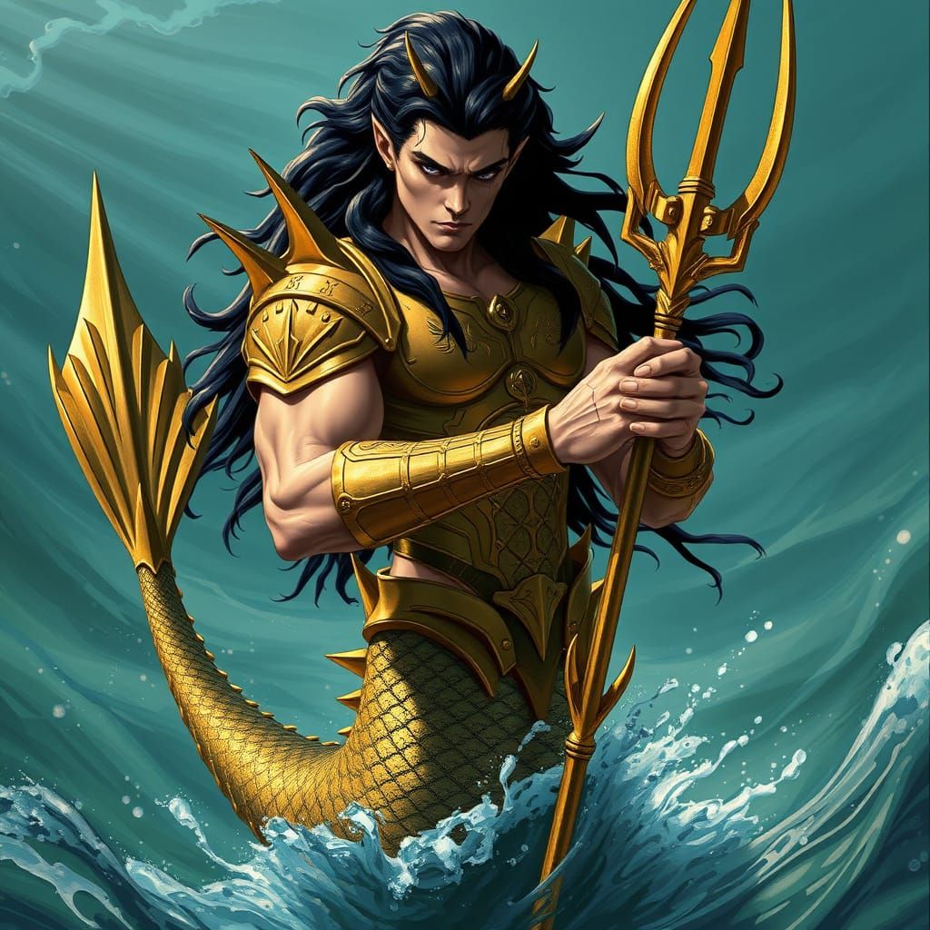 Majestic Merman with Biomechanical Armor