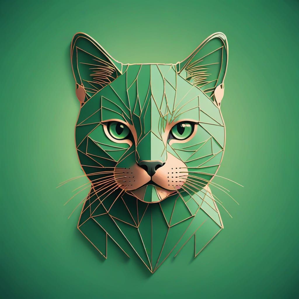 Green background with 2d copper lines making an image of a c...