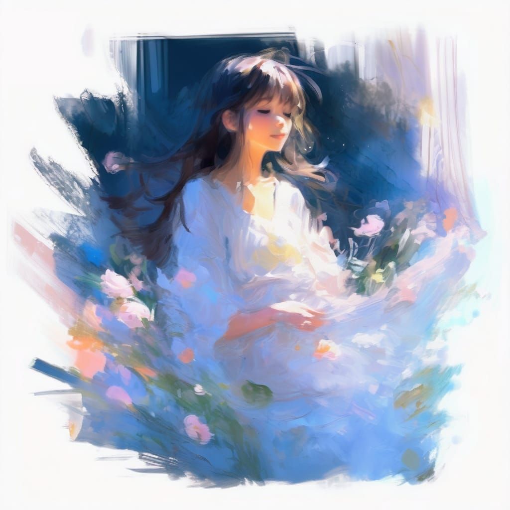 Impressionistic Anime Portrait with Jelly Eyes