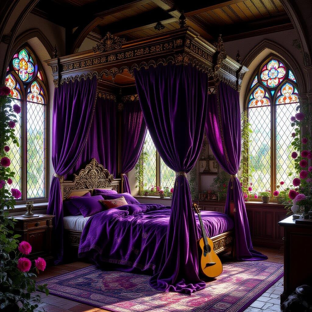 Medieval Bedroom in Pre-Raphaelite Style