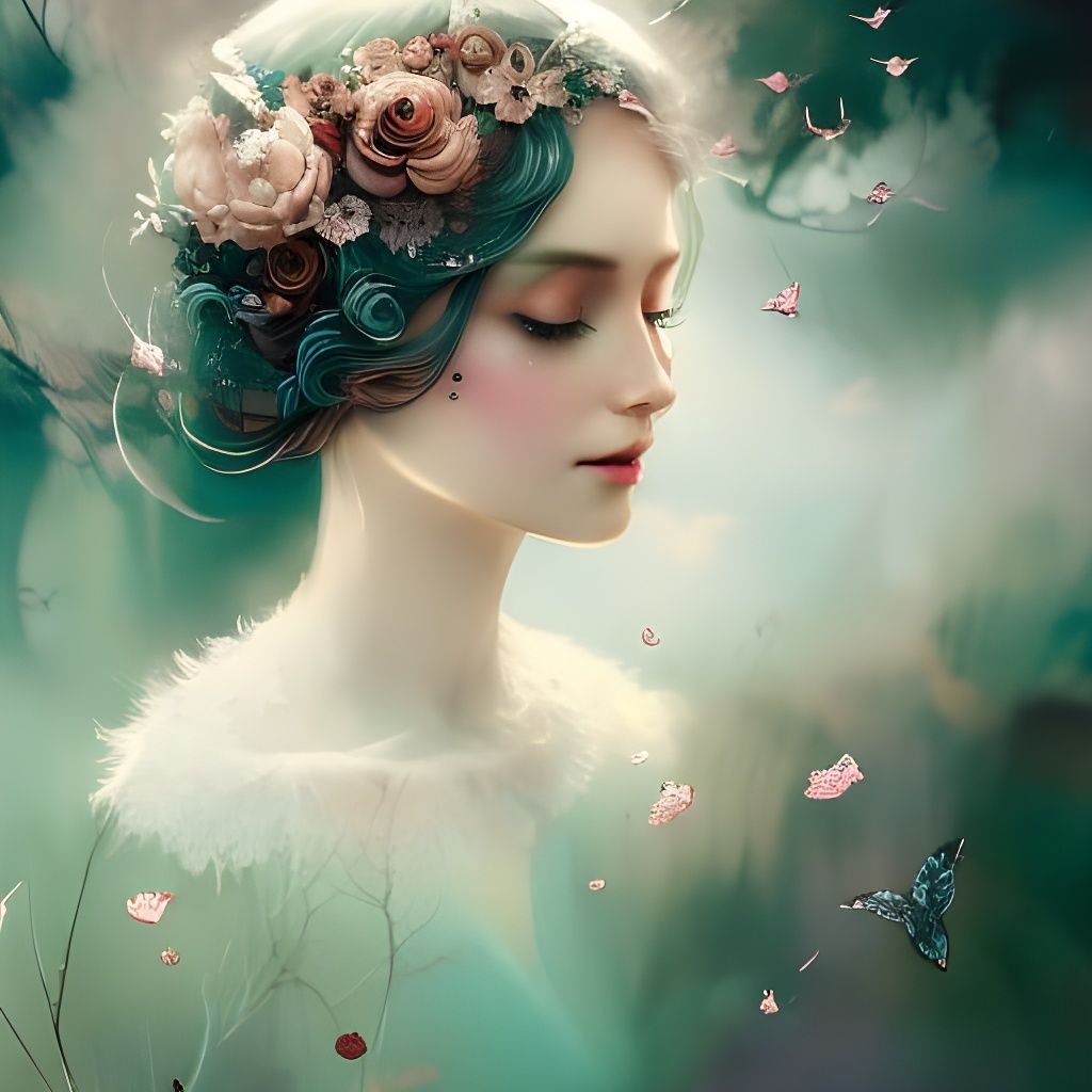 Hyperdetailed Fairy Girl in Dual Color Scheme