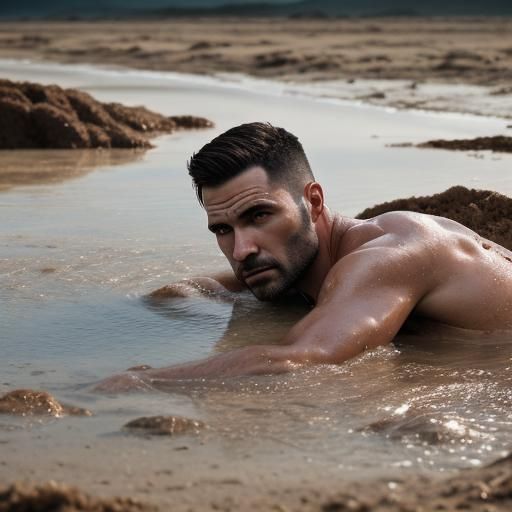 Man Sinking in Quicksand: Professional Photography