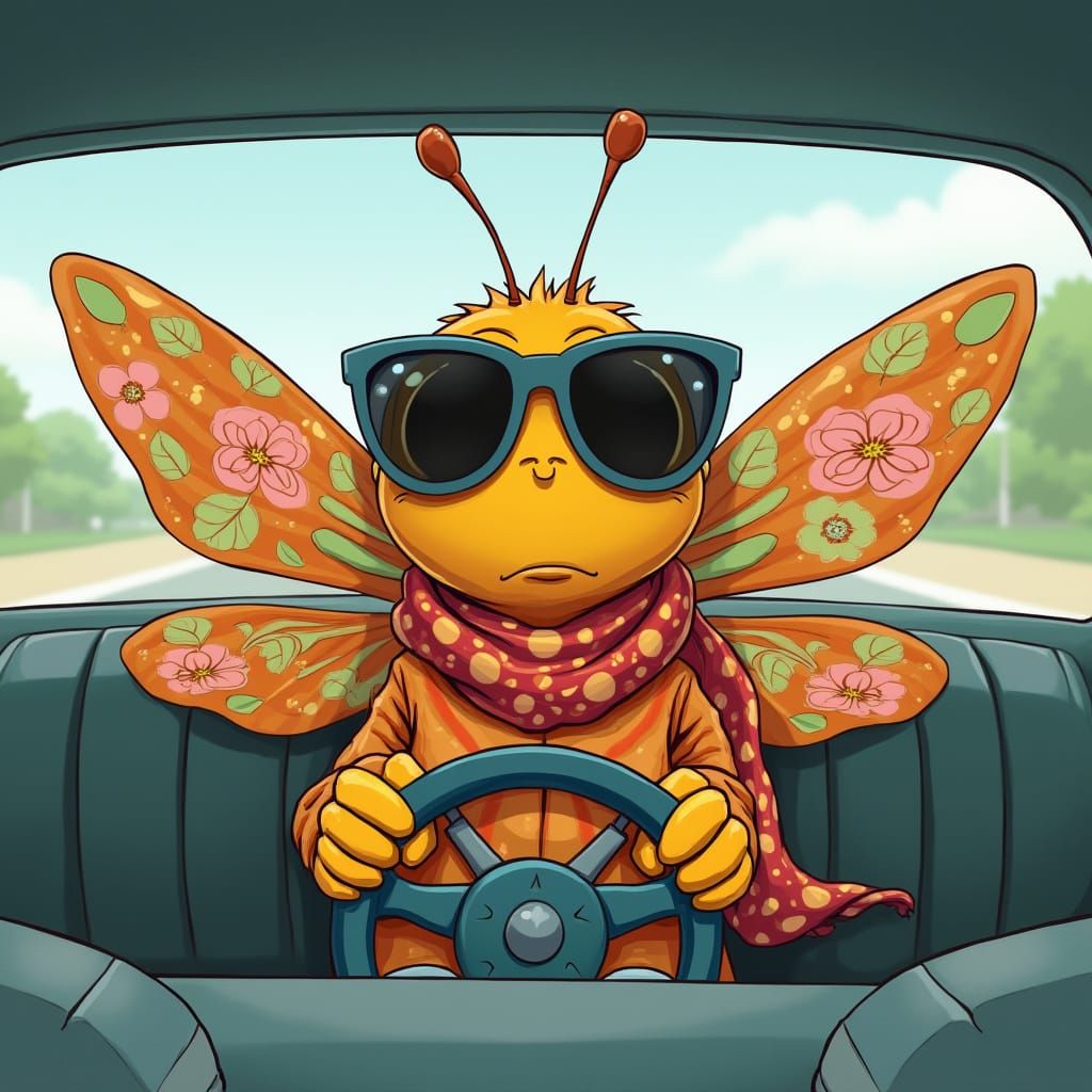Butterfly Learns to Drive: Animated Whimsical Style