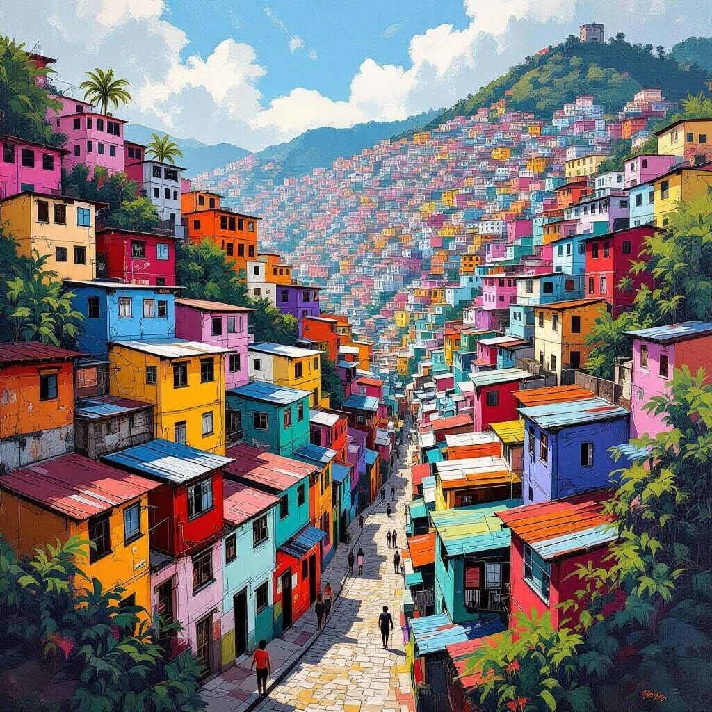 Drone Shot Captures Colorful Favelas Urban Landscape