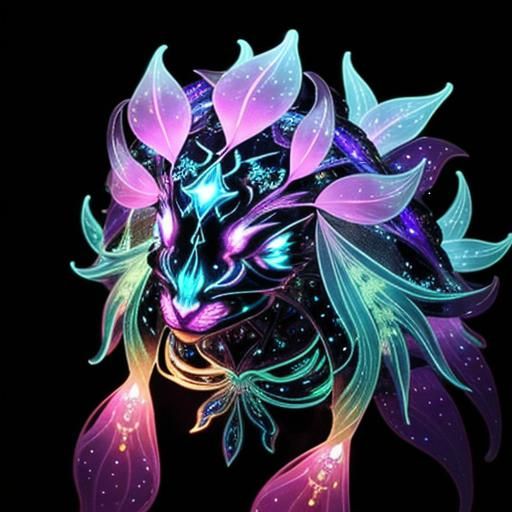 Bioluminescent Fractal Plants in a Starry Sky