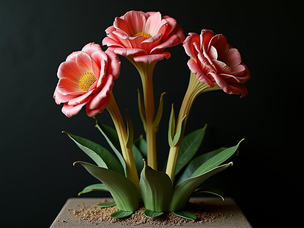 Dark Velvet Semisculpture with Gas Lighting