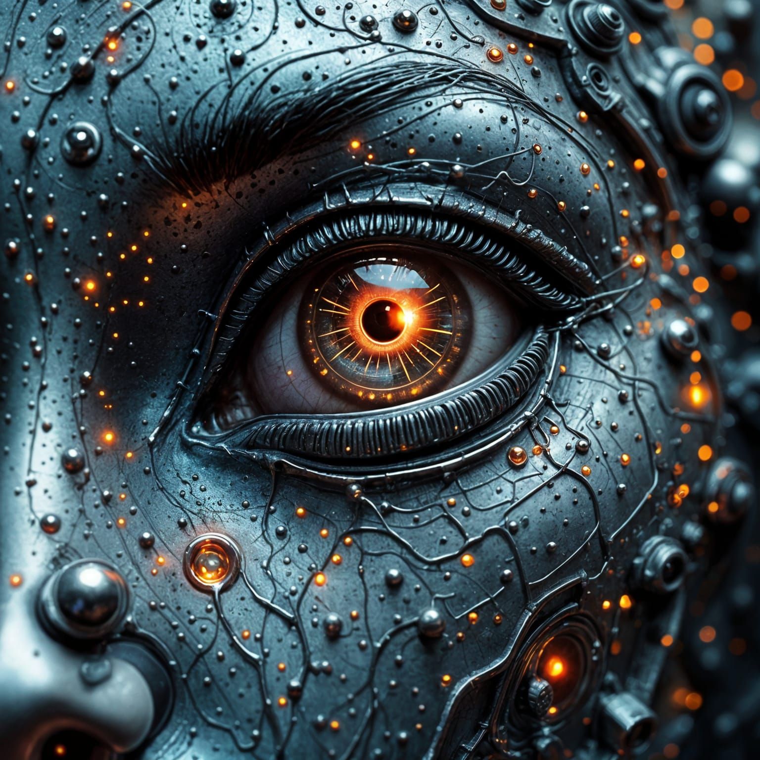 Surreal Sci-Fi Mechanical Eye in Cyberpunk Style