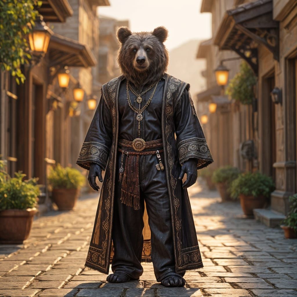 Gritty Hippie Bear in Detailed Glass Dress