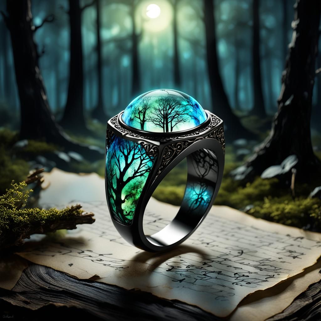 Luminescent Elven Ring in Forest Nightscape