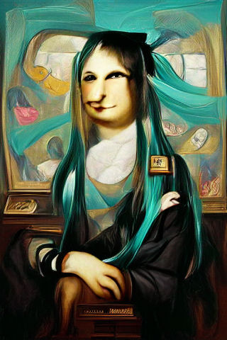 Hatsune Miku in the Style of Mona Lisa