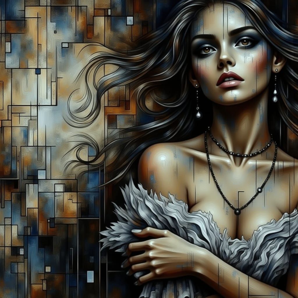 Elegant Woman in Abstract Surreal Art