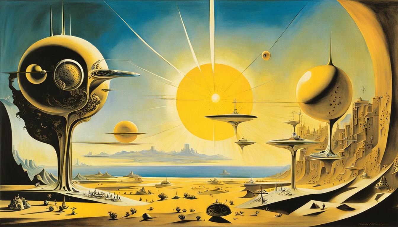 Futuristic Solaris Rays in Surrealist Style