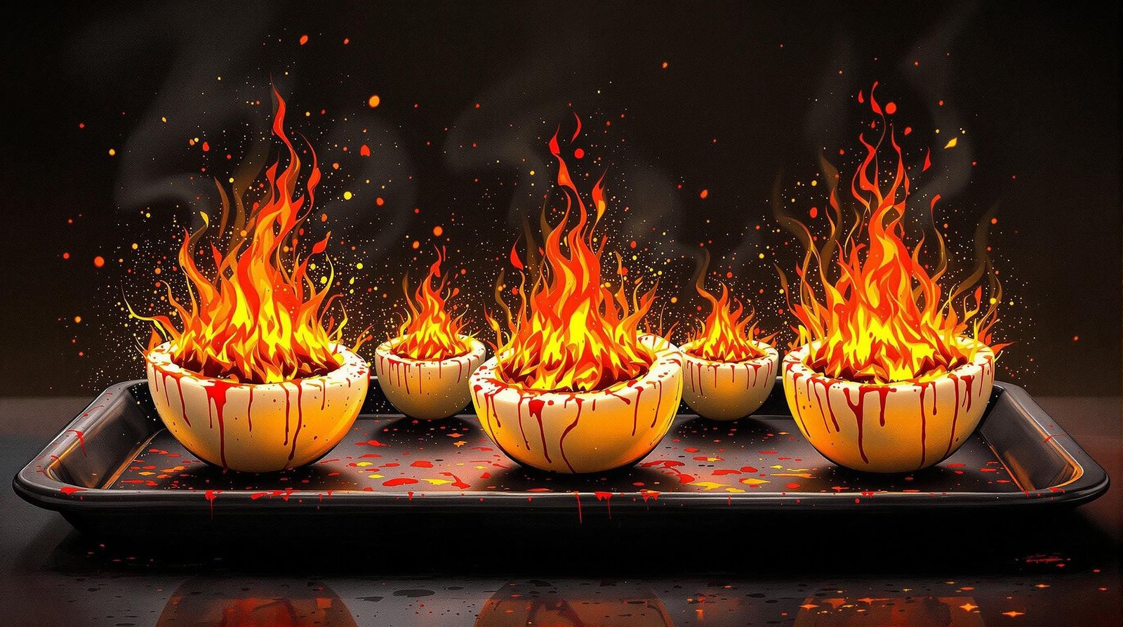 Fiery Deviled Eggs in Equilibrium Abstract Expressionism Sty...