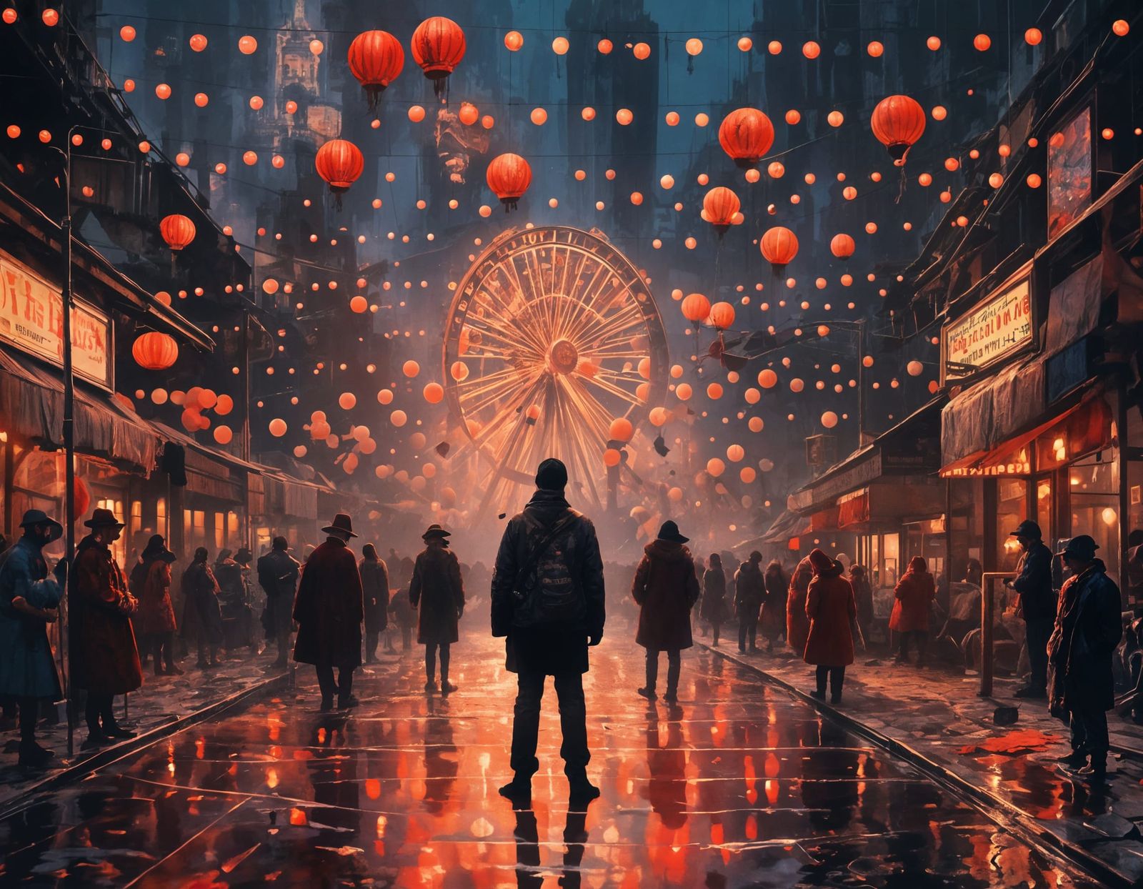 Abandoned Carnival at Midnight in Digital Painting