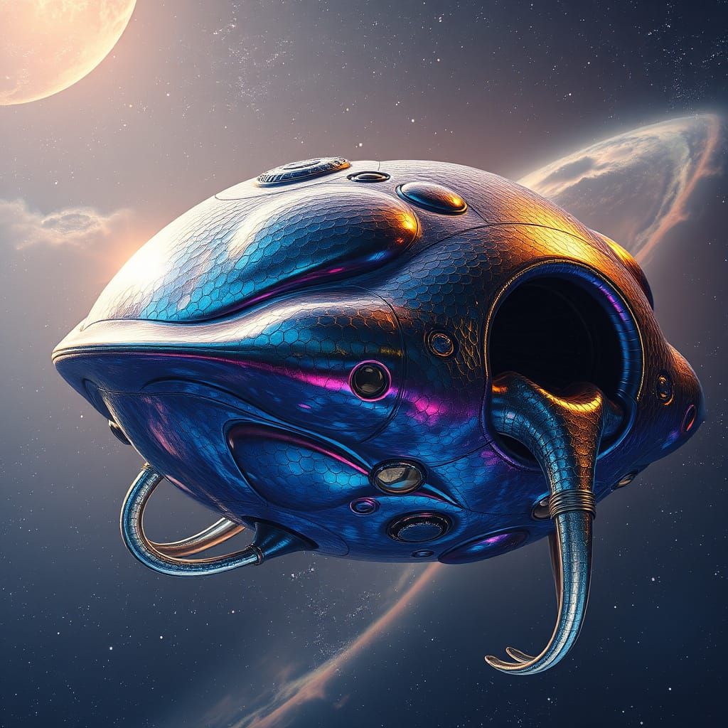 Iridescent Alien Habitat Reflecting Cosmic Light