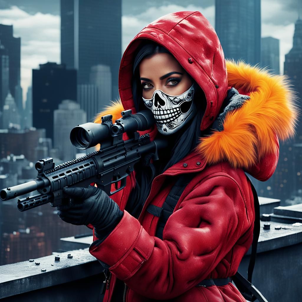 Kim Kardashian as Assassin in Dramatic Digital Art