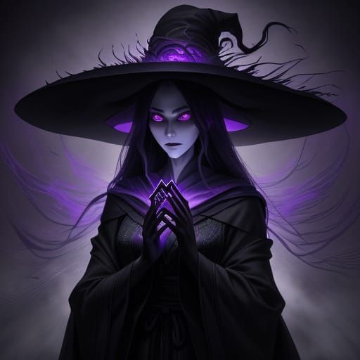 Surreal Shadow Entity with Violet Hues and Glowing Eyes