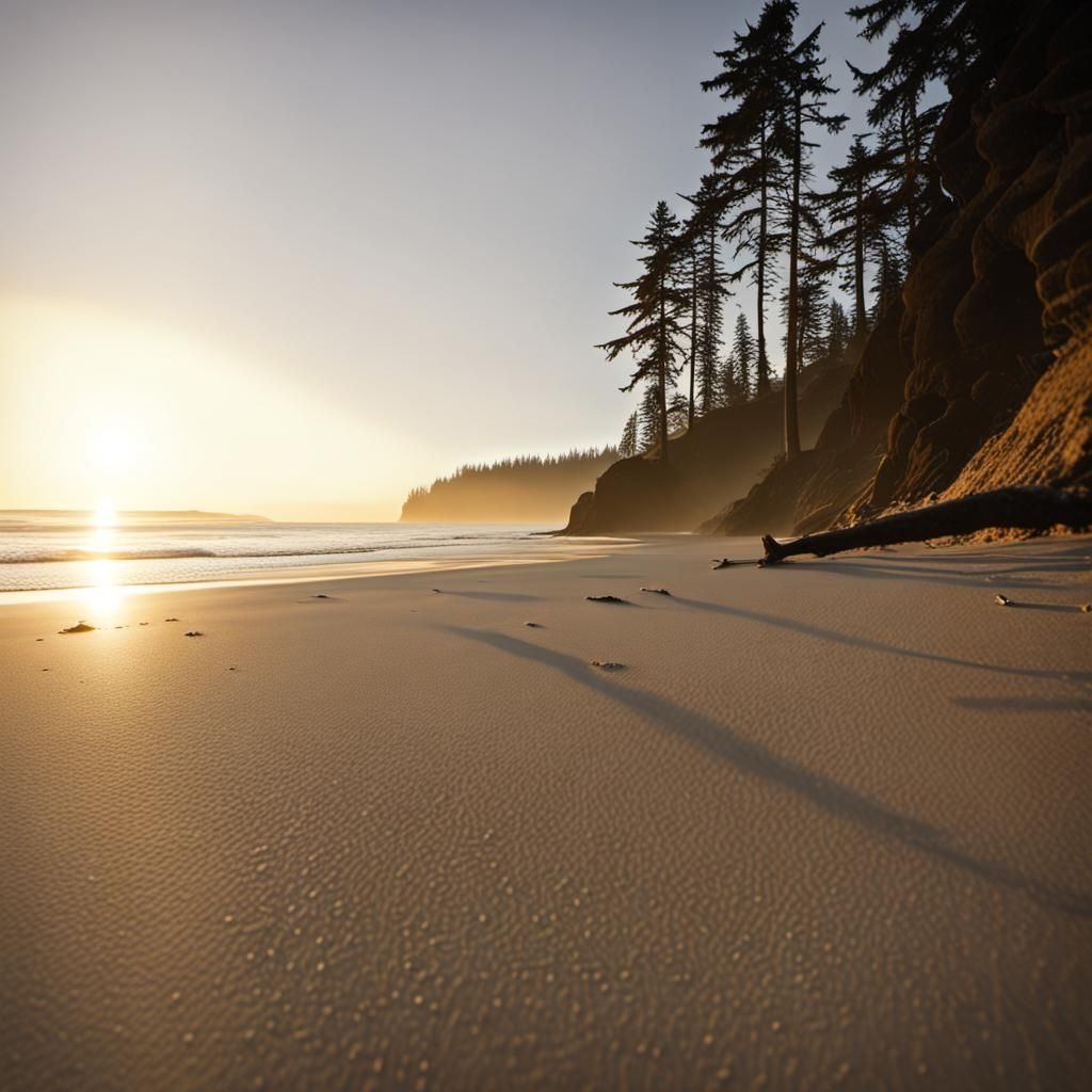 Pacific Northwest Island Beach at Winter Sunrise
