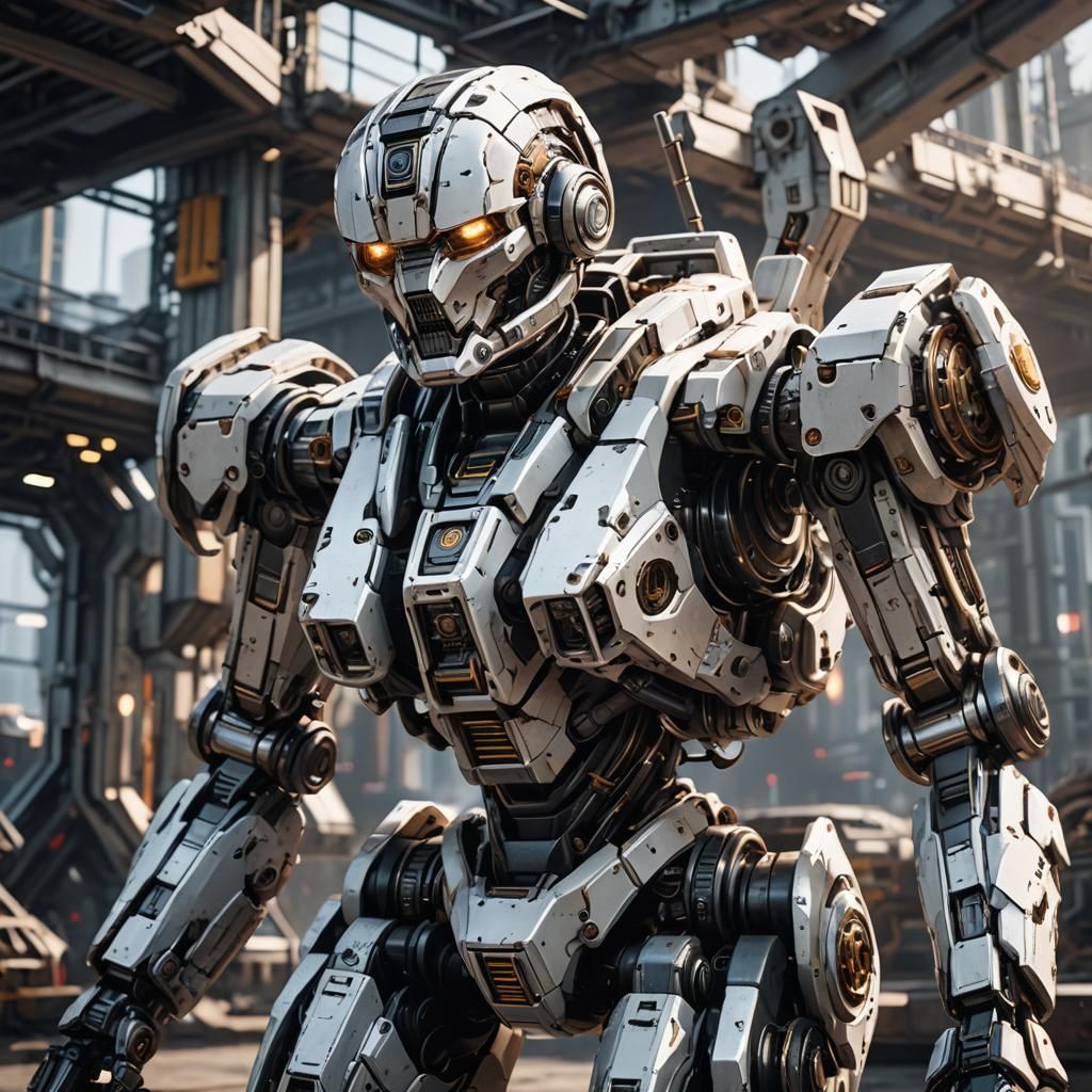 Futuristic Robot with Intricate Mech Details in Sci-Fi Style
