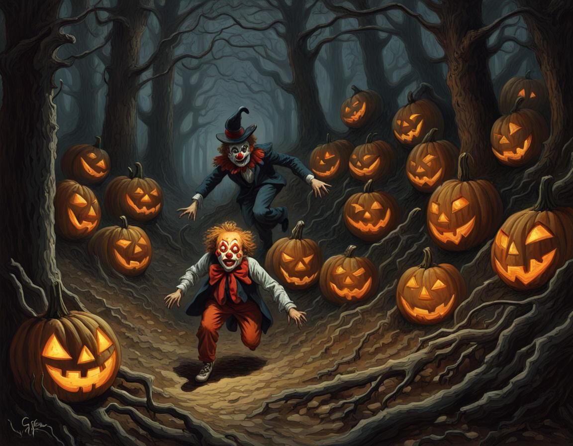 Jack-o-Lantern Horror Scene in Gothic Style