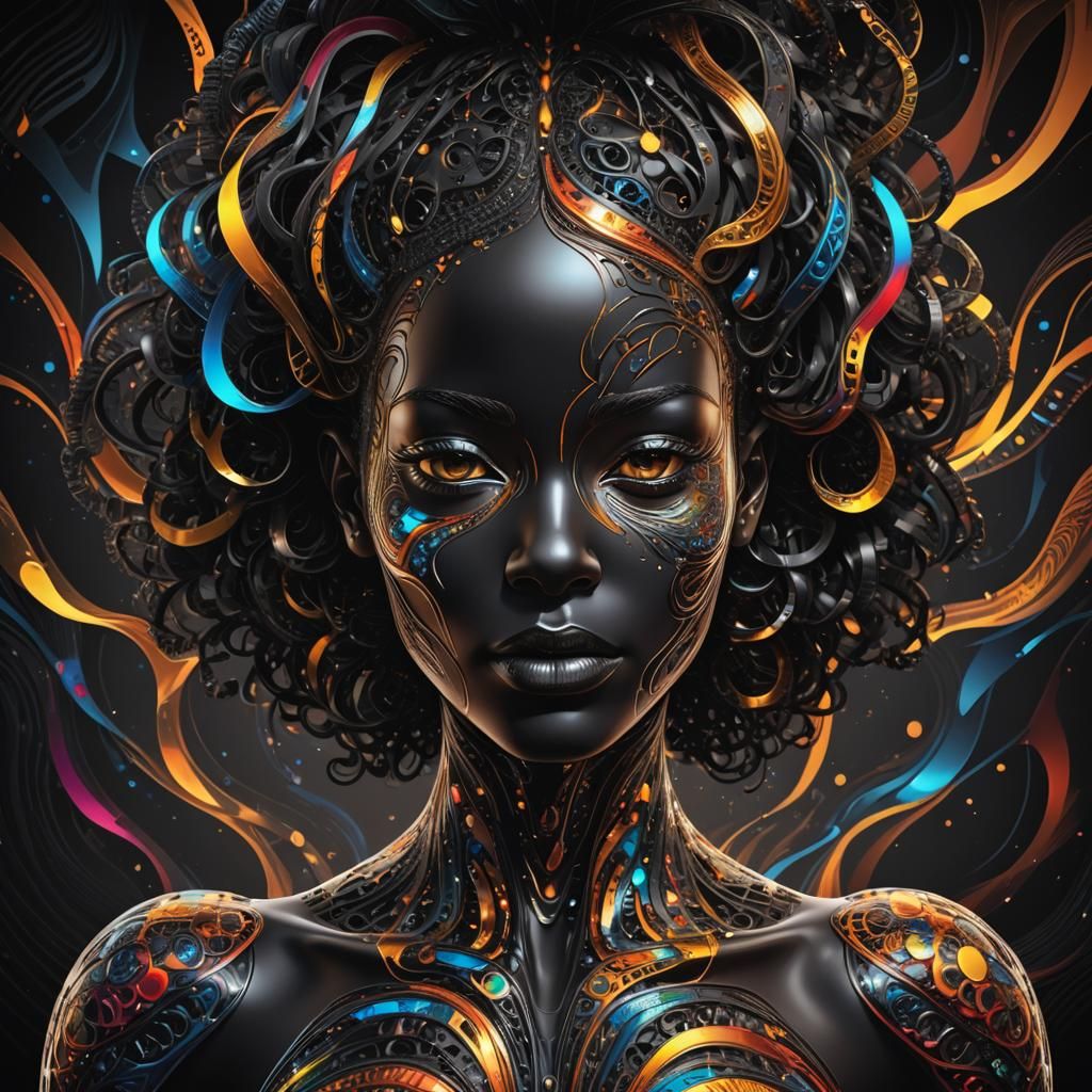 Abstract Digital Portrait of a Black Humanoid Female