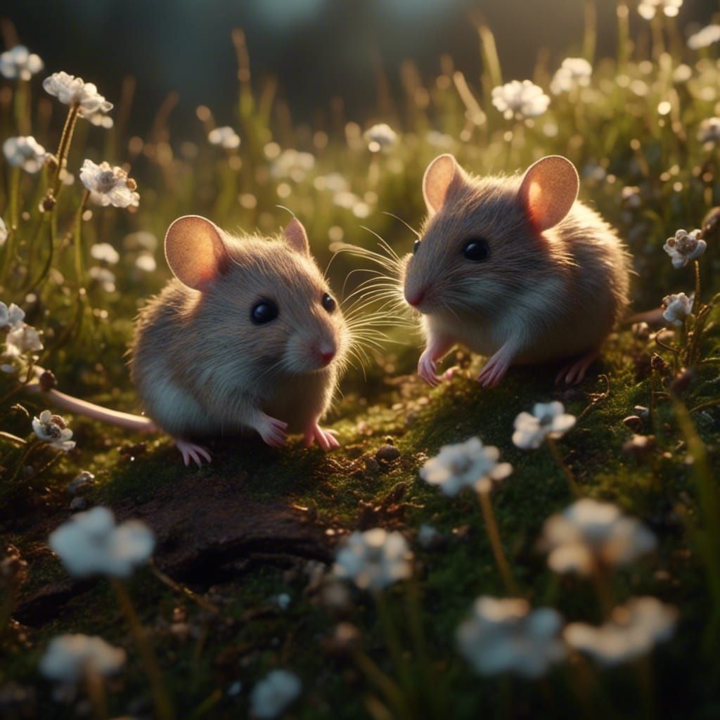 Adorable Field Mice in a Detailed Digital Painting