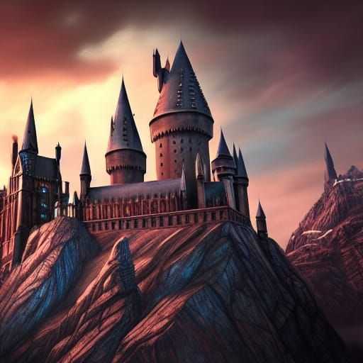 Detailed Matte Painting of Hogwarts in Unreal Engine