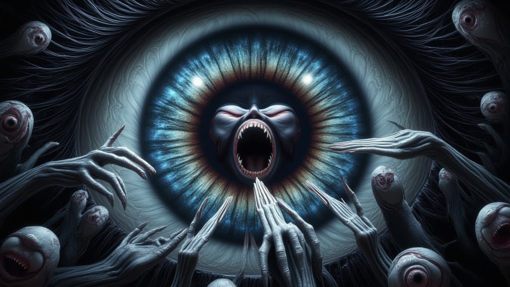 Illusionary Mindscape of Trapped Faces in Human Eye Art