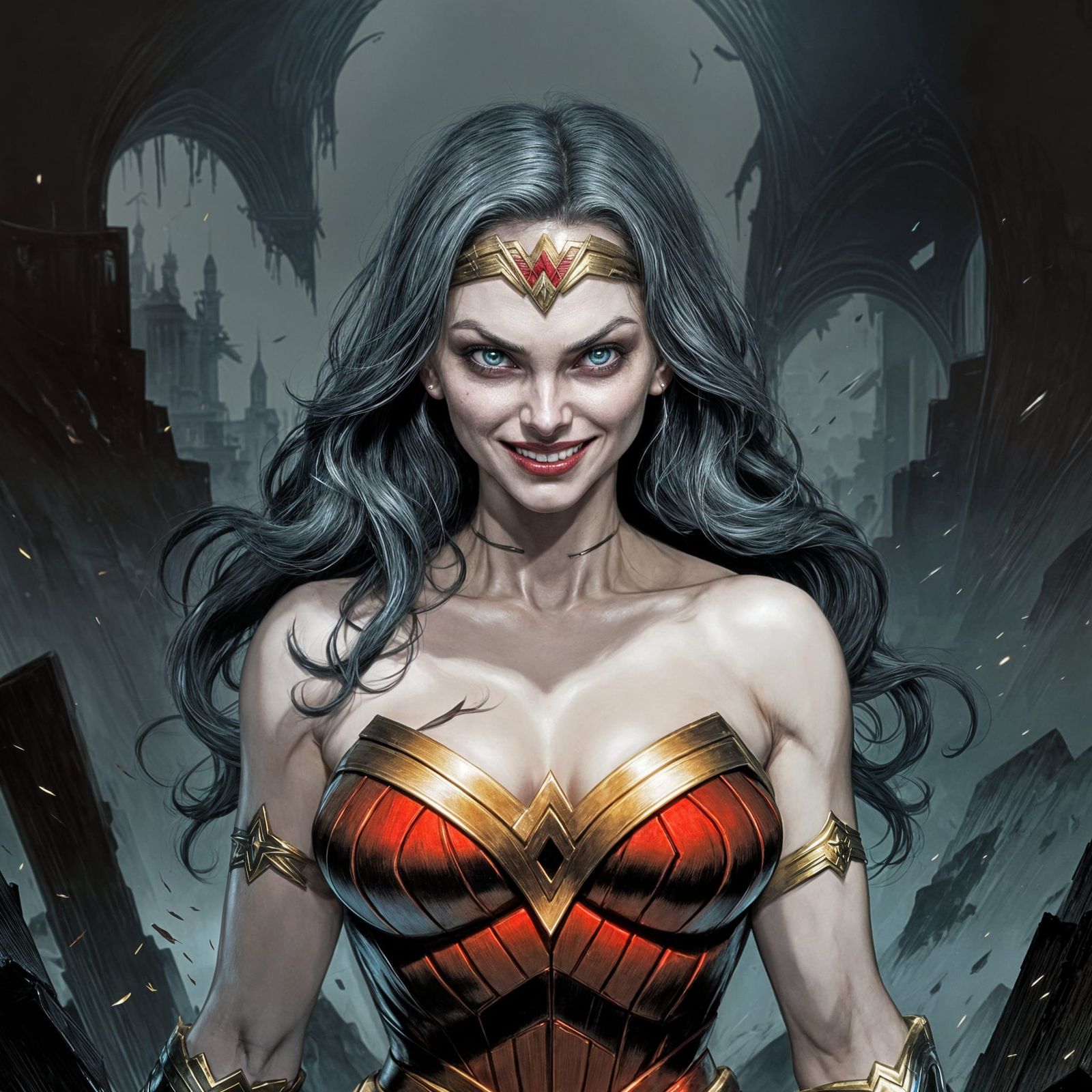 Evil Wonder Woman in Horror Style