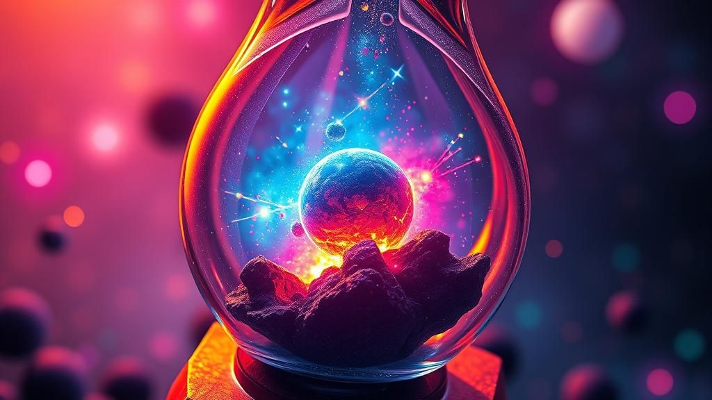 Exploding Alien Planet in Crystal Hourglass: 64K Macro