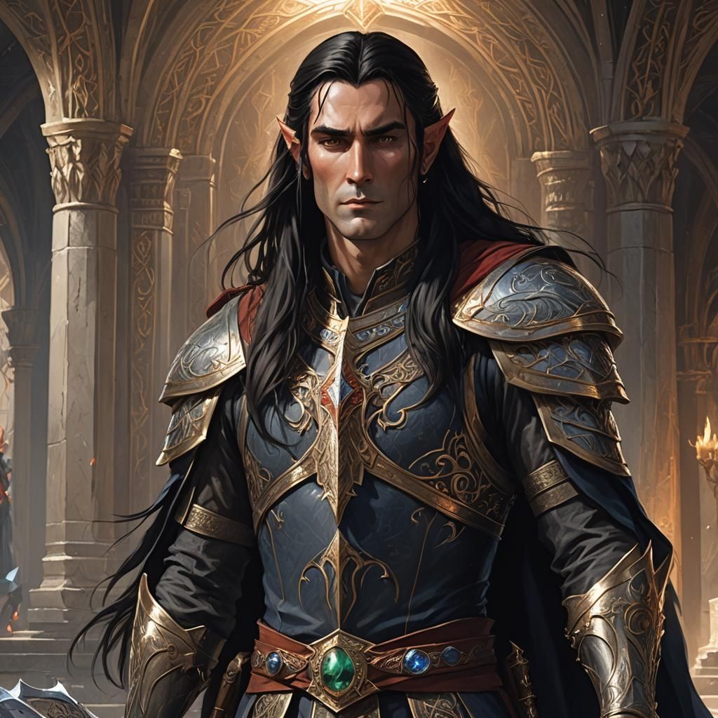 Epic Elf Warrior in Palace with Jeweled Necklace