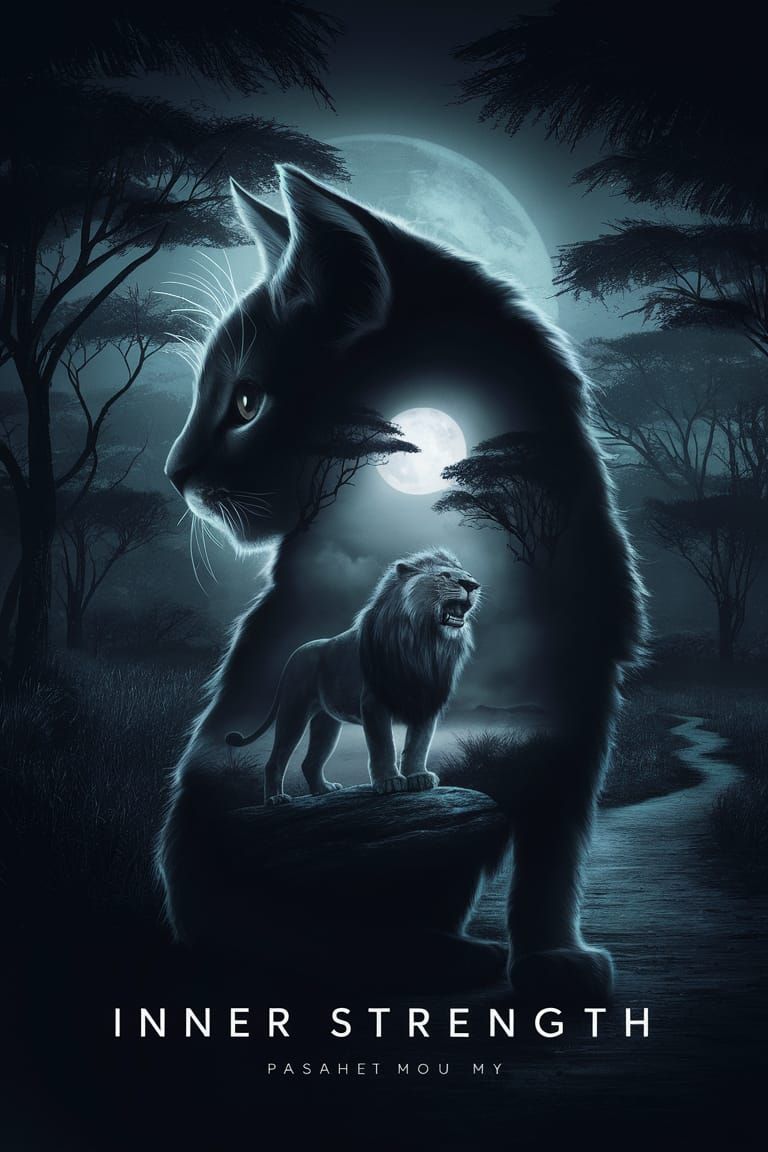 Surreal Kitten Silhouette Poster: Inner Strength