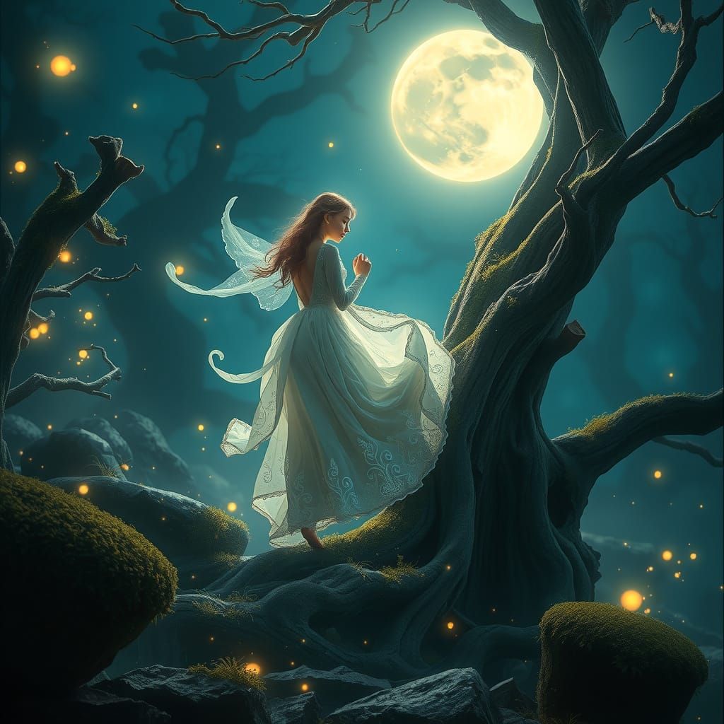 Moonlit Sprite in a Mystical Forest