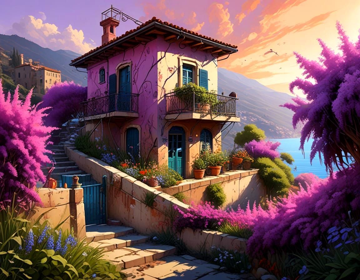 Mediterranean Mansion in Vibrant Bloom