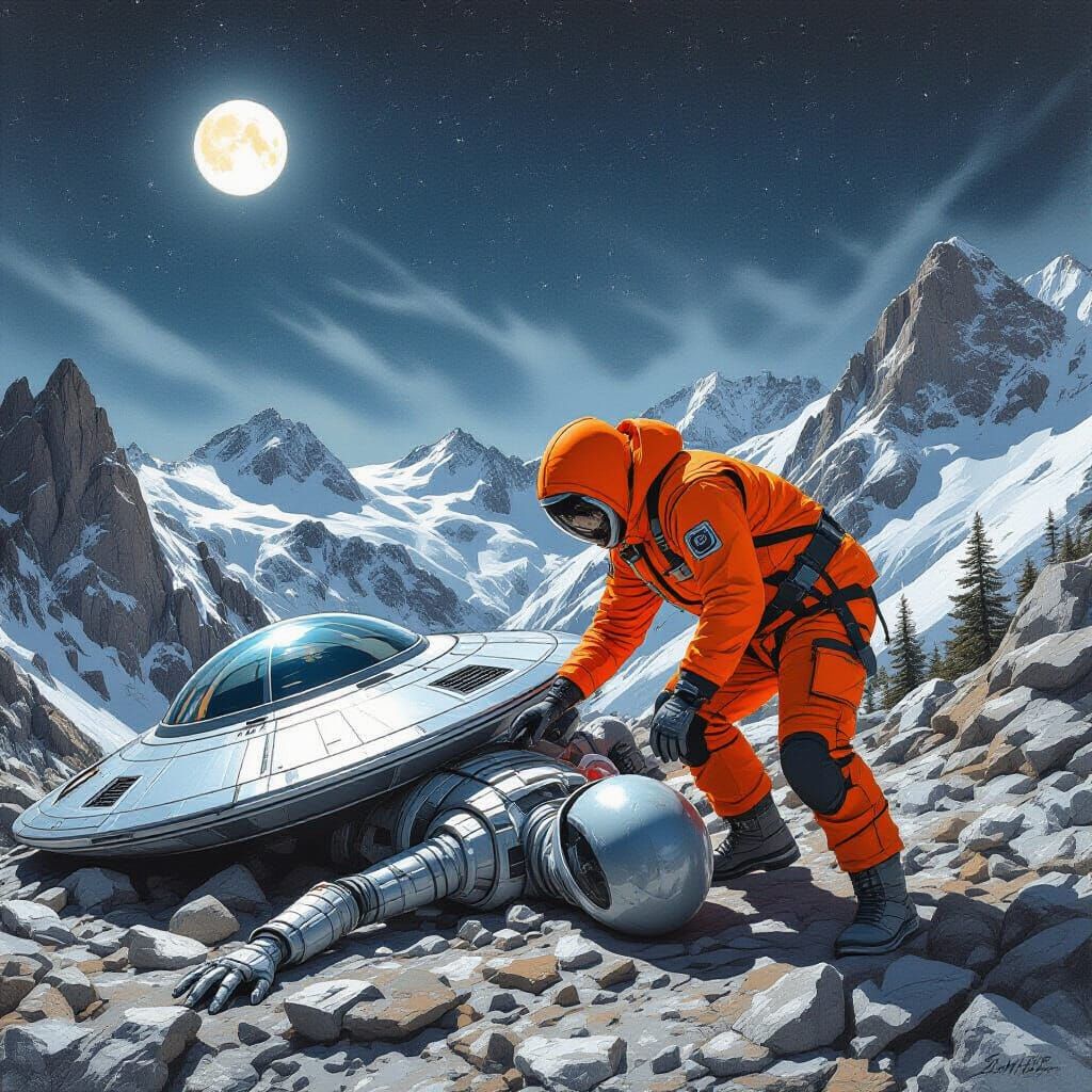 Crashed Saucer: Rescuer and Alien in Rocky Mountains