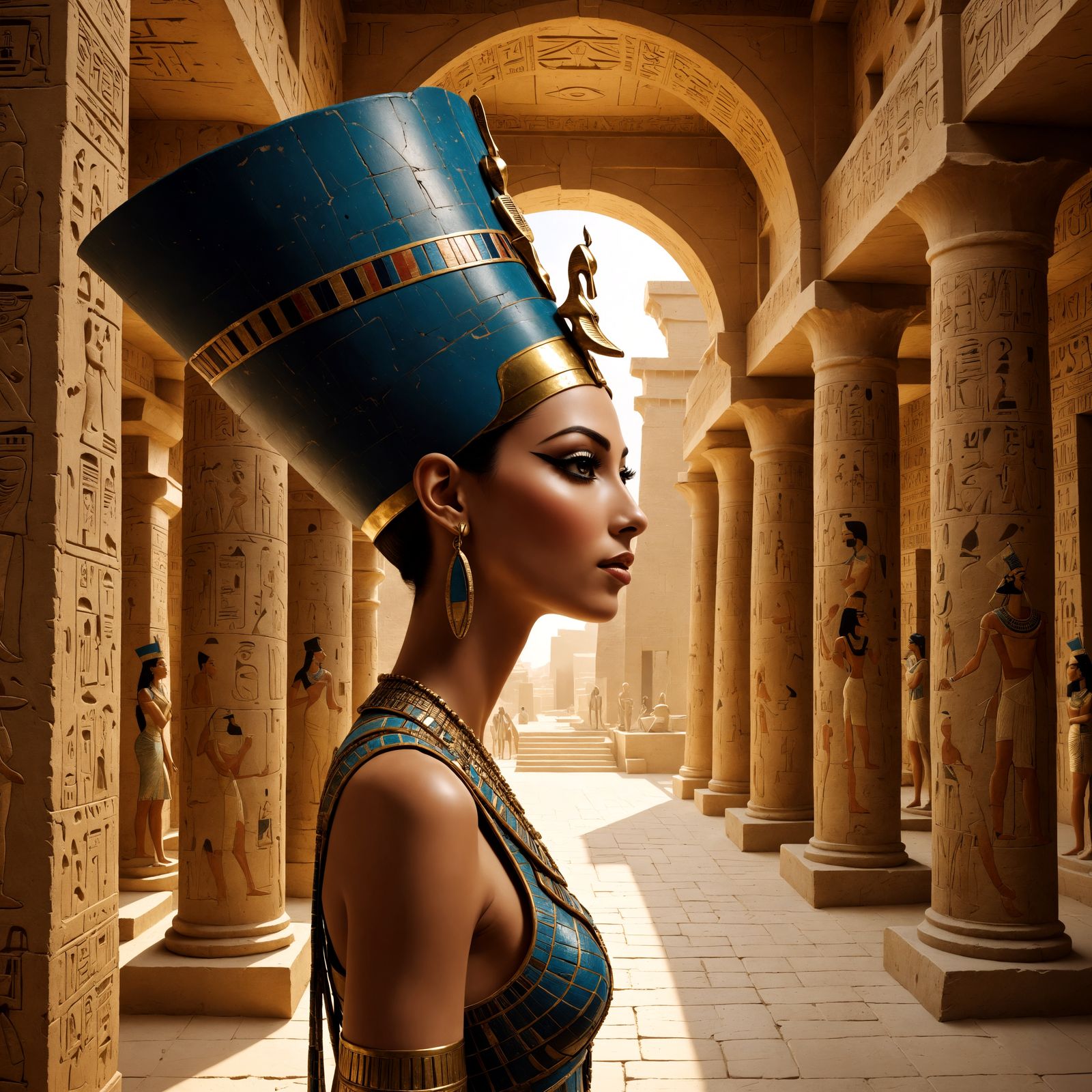 Egyptian Goddess Beauty in Ancient Nile Palace