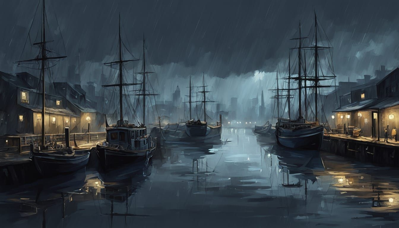 Gloomy Evening Seaport Concept Art