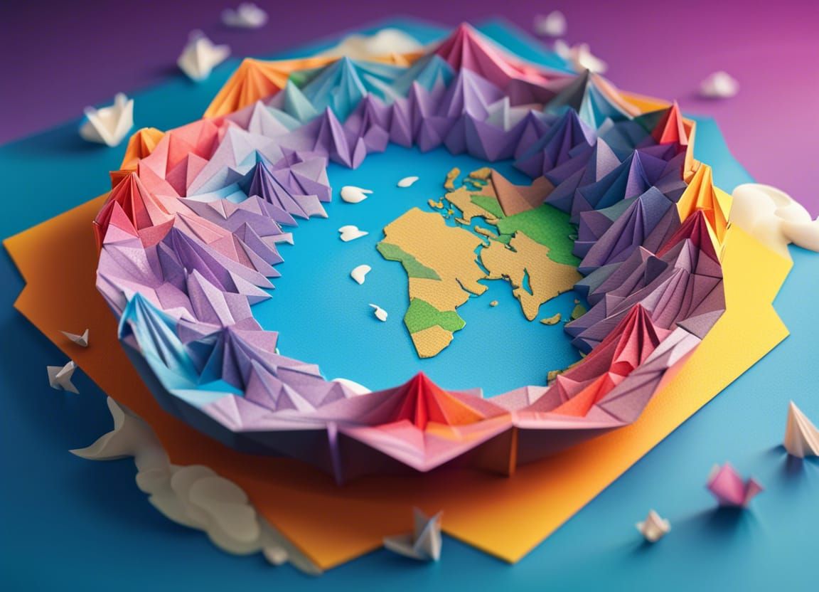 Origami Flat Earth Papercraft in 8K