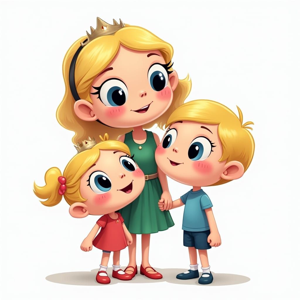 Cartoon Family's Royal Mirror Reflections