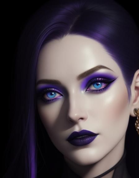 Beautiful gothic young lady with Purpleish red hair and dark...