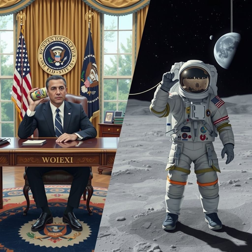 Absurdist Presidential Call to the Moon in Unreal Engine