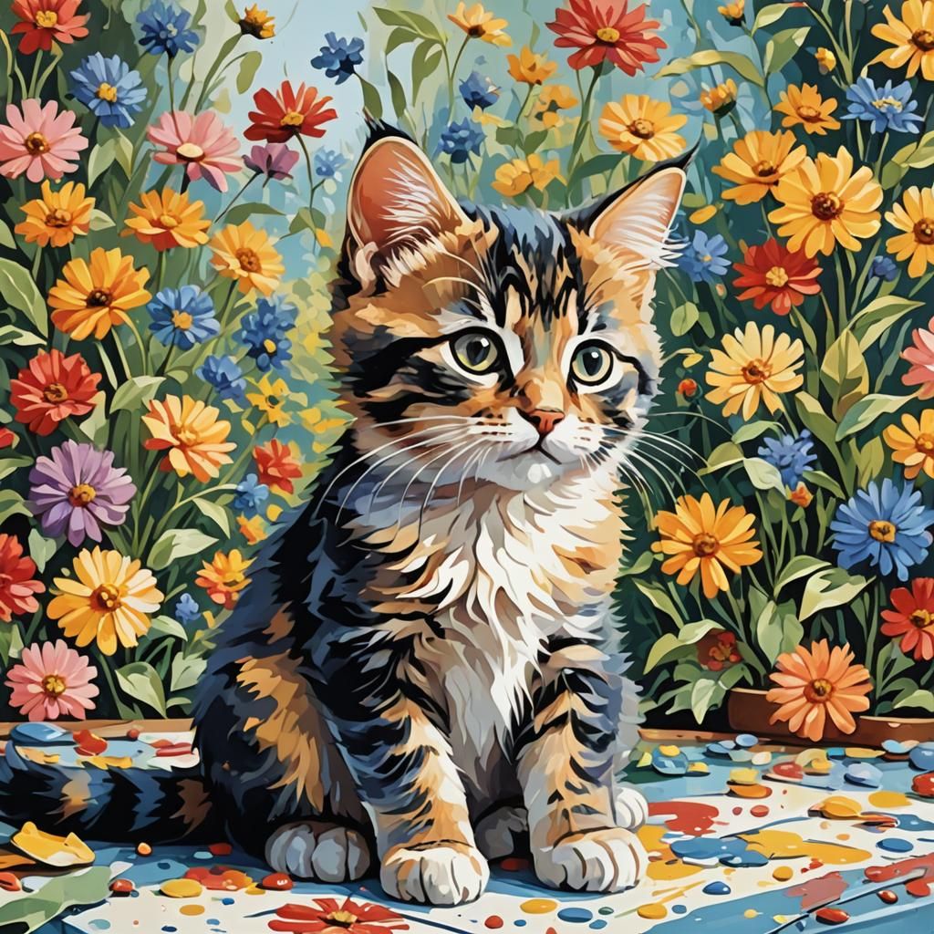 fun and relaxing paint-by-number canvas, perfect for kitten lovers