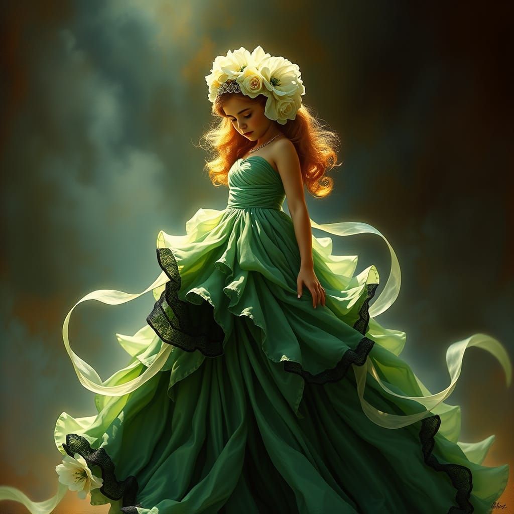 Ethereal Flower Girl in Dramatic Fantasy Art Style
